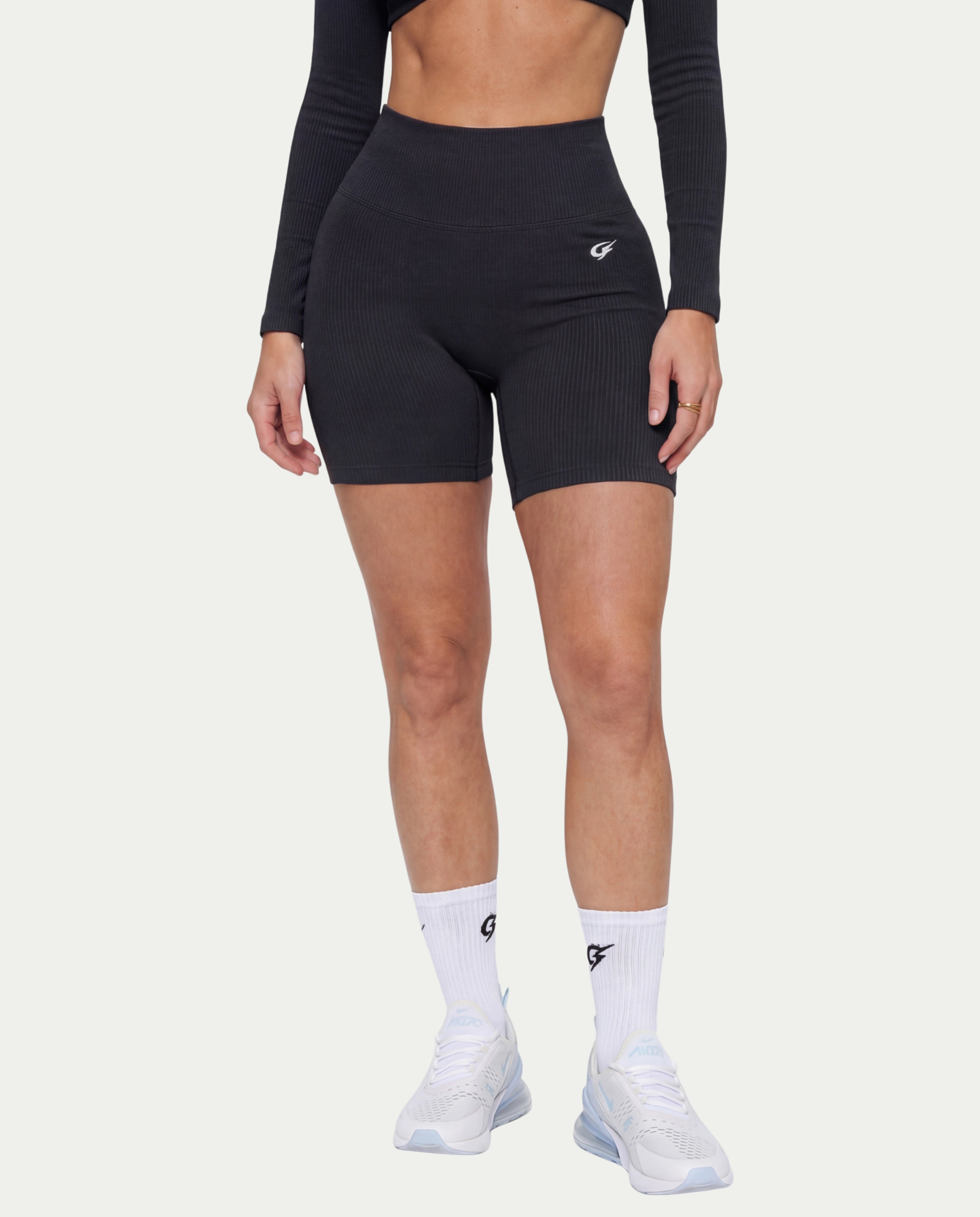 Ribbed High-Waist Biker Shorts