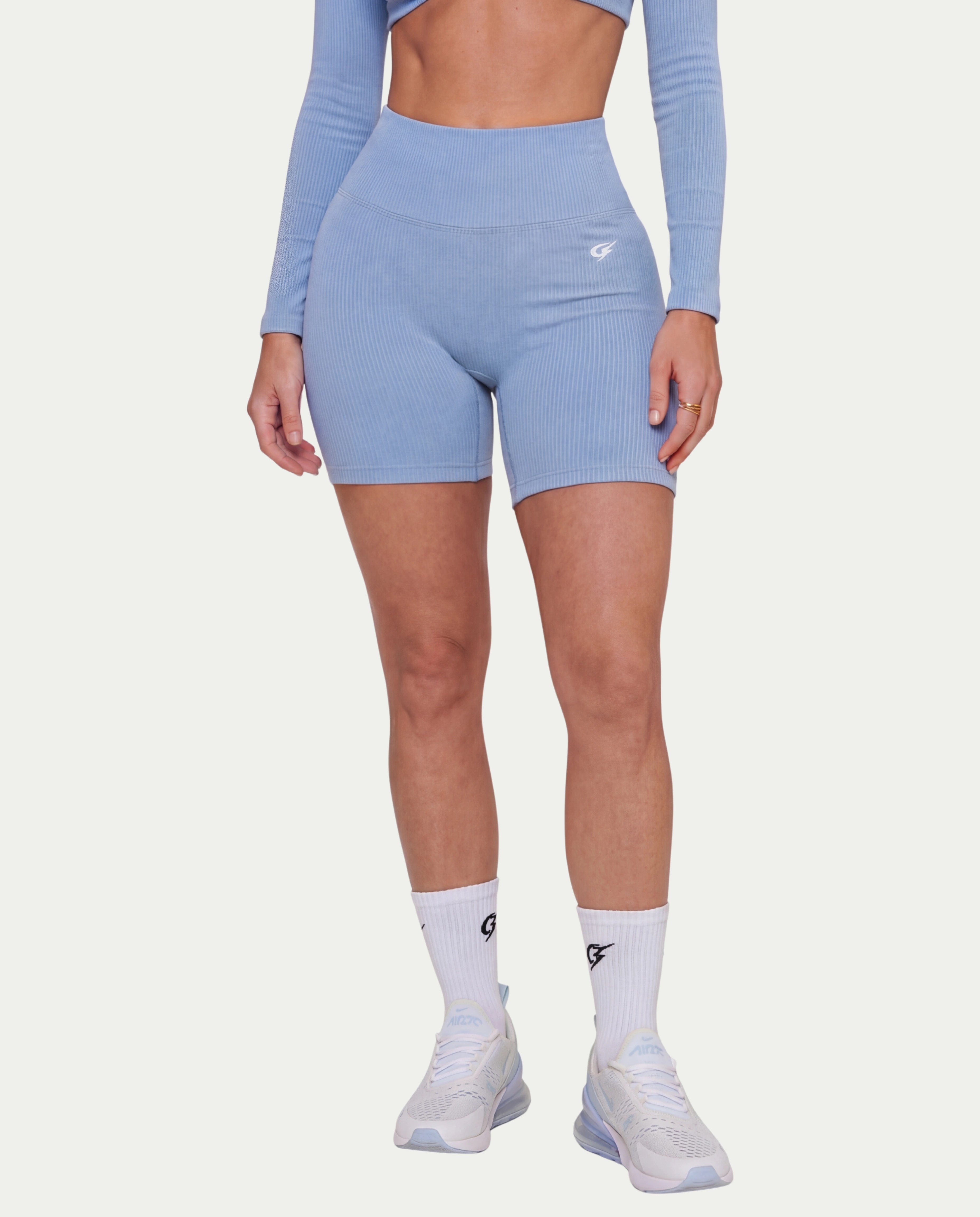 Ribbed High-Waist Biker Shorts